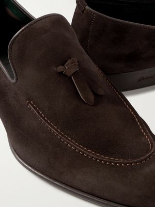 Brioni Lukas Leather-Trimmed Suede Tasselled Loafers — view 6