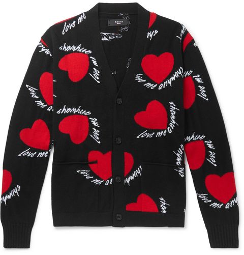 Amiri Intarsia Cashmere and Wool-Blend Cardigan