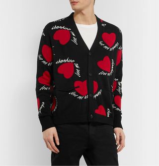 Amiri Intarsia Cashmere and Wool-Blend Cardigan — view 4