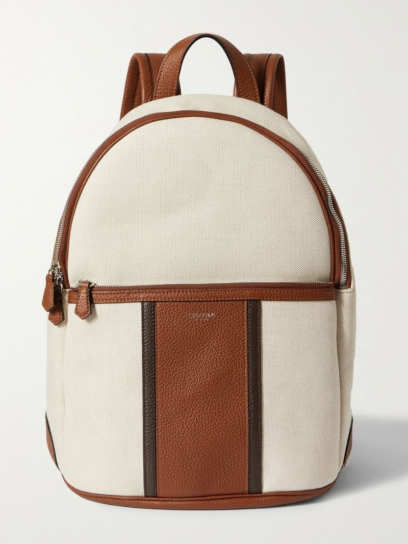 Serpian Canvas and Full-Grain Leather Backpack — view 1