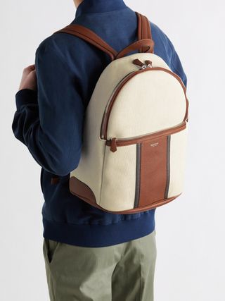 Serpian Canvas and Full-Grain Leather Backpack — view 2