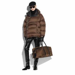 Tom Ford Leather-Trimmed Quilted Shell Hooded Down Jacket — view 2