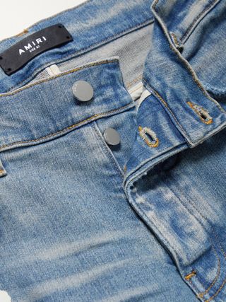 Amiri Hibiscus Skinny-Fit Distressed Printed Jeans — view 5
