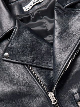 Acne Studios Belted Painted Leather Biker Jacket — view 5