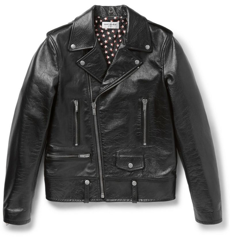 Yves Saint Laurent Full-Grain Leather Biker Jacket — view 1
