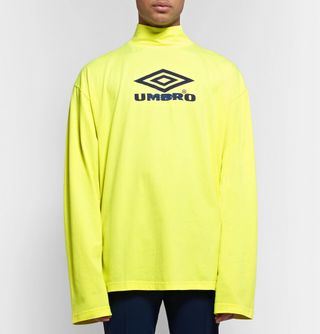 Vetements × Umbro Oversized Printed Cotton-Jersey Mock-Neck T-Shirt — view 3