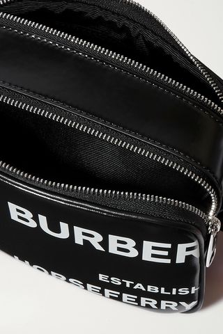 Burberry Leather-Trimmed Printed Coated-Canvas Shoulder Bag — view 5
