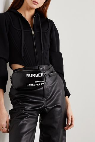 Burberry Leather-Trimmed Printed Coated-Canvas Shoulder Bag — view 6