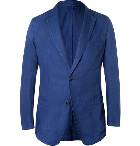 dunhill Navy Fitzrovia Cotton and Linen-Blend Twill Blazer