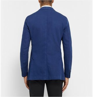 dunhill Navy Fitzrovia Cotton and Linen-Blend Twill Blazer — view 4