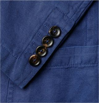 dunhill Navy Fitzrovia Cotton and Linen-Blend Twill Blazer — view 6