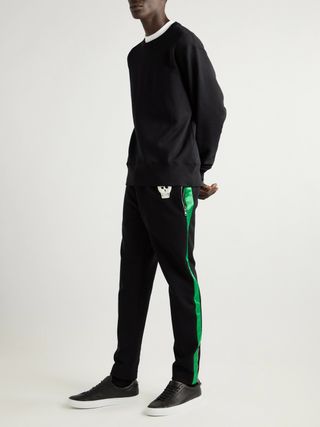 Alexander McQueen Tapered Satin-Trimmed Drill Sweatpants — view 2