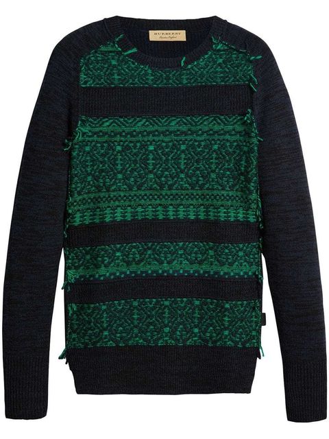 Burberry Fair Isle Crewneck Sweater — Blue and Navy