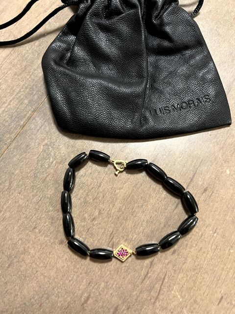 Luis Morais Gold, Ruby and Spinel Bead Clasp Bracelet Rare Black