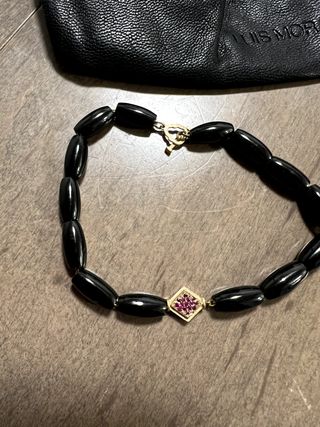 Luis Morais Gold, Ruby and Spinel Bead Clasp Bracelet Rare Black — view 2