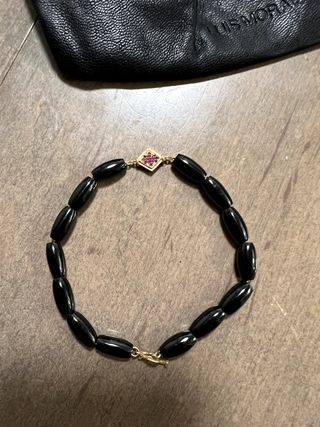 Luis Morais Gold, Ruby and Spinel Bead Clasp Bracelet Rare Black — view 4