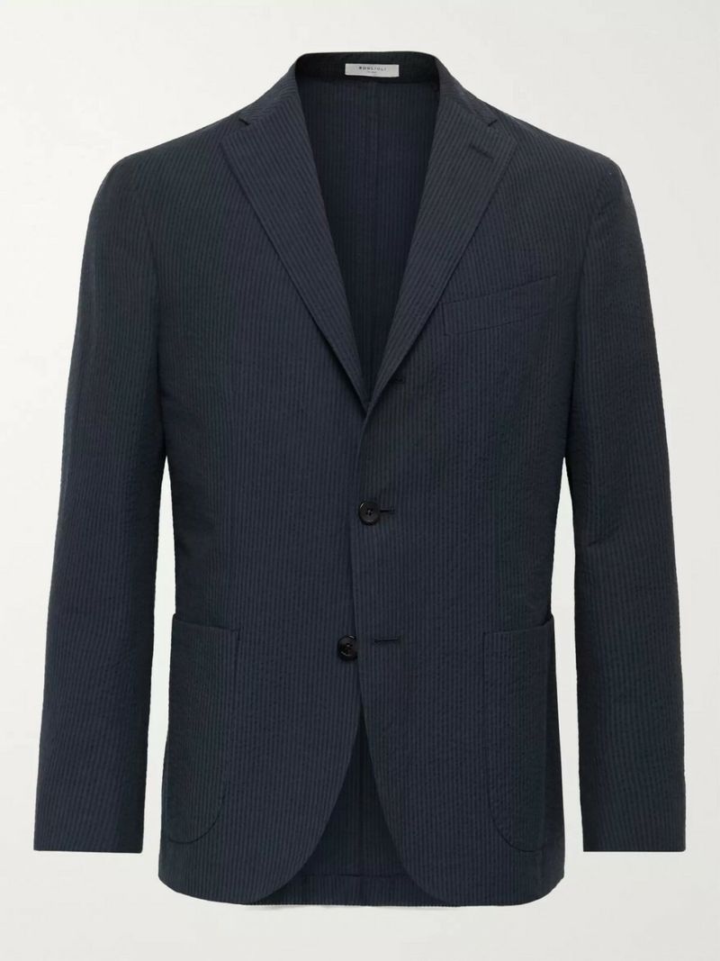 Boglioli Slim-Fit Unstructured Striped Cotton-Seersucker Suit — view 1