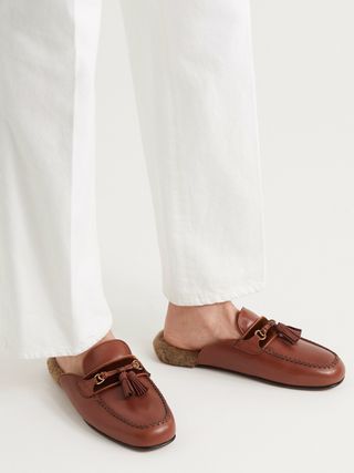 Tom Ford Stephan Shearling-Lined Leather Tasselled Backless Loafers — view 2