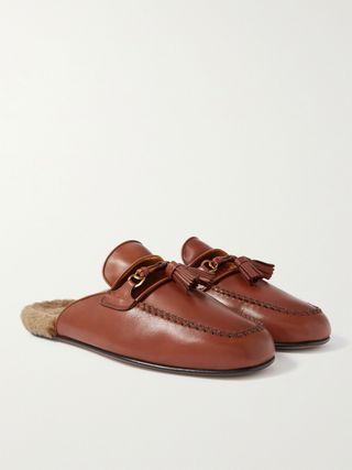 Tom Ford Stephan Shearling-Lined Leather Tasselled Backless Loafers — view 4