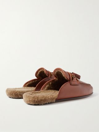 Tom Ford Stephan Shearling-Lined Leather Tasselled Backless Loafers — view 5