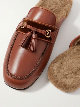 Tom Ford Stephan Shearling-Lined Leather Tasselled Backless Loafers — view 6