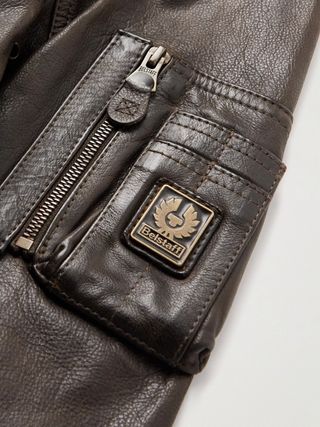 Belstaff Carrier Shearling-Trimmed Full-Grain Leather Bomber Jacket — view 3