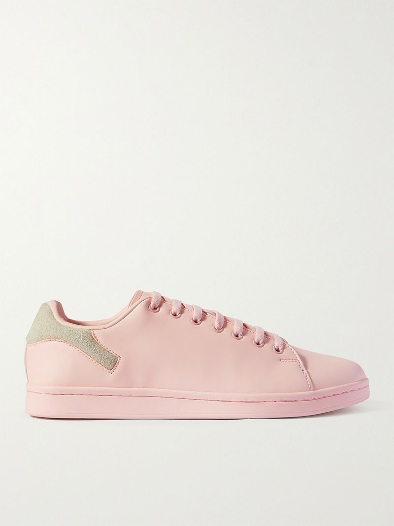 Raf Simons Orion Logo-Print Suede-Trimmed Faux Leather Sneakers — view 1