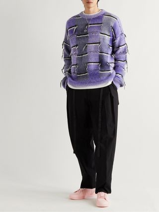 Raf Simons Orion Logo-Print Suede-Trimmed Faux Leather Sneakers — view 3
