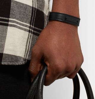Yves Saint Laurent Black Metal Leather Bracelet — view 2