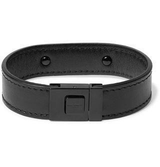 Yves Saint Laurent Black Metal Leather Bracelet — view 3
