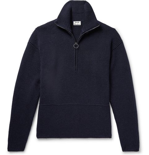 Acne Studios Neptune Ribbed Wool-Blend Half-Zip Sweater