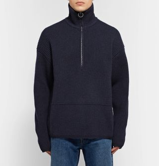 Acne Studios Neptune Ribbed Wool-Blend Half-Zip Sweater — view 3