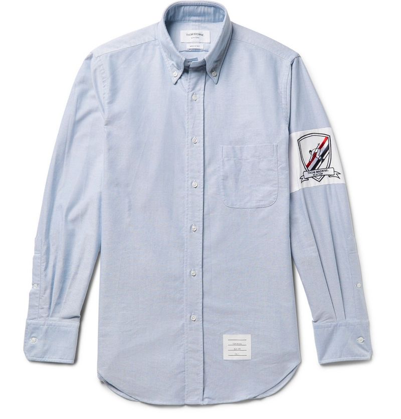 Thom Browne Slim-Fit Button-Down Collar Embroidered Cotton Oxford Shirt 1 S — view 1