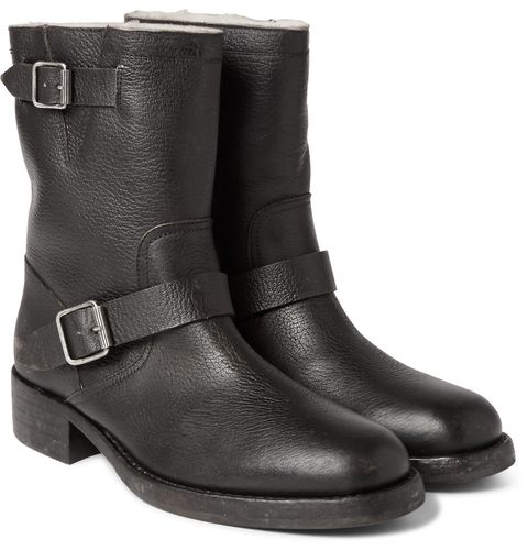 Maison Martin Margiela Maison Margiela Shearling-Lined Leather Biker Boots 11 Motorcycle