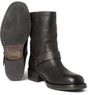 Maison Martin Margiela Maison Margiela Shearling-Lined Leather Biker Boots 11 Motorcycle — view 3