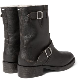 Maison Martin Margiela Maison Margiela Shearling-Lined Leather Biker Boots 11 Motorcycle — view 5