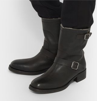 Maison Martin Margiela Maison Margiela Shearling-Lined Leather Biker Boots 11 Motorcycle — view 7