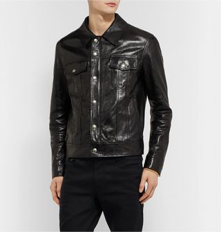 Tom Ford Polished-Leather Trucker Jacket — view 3