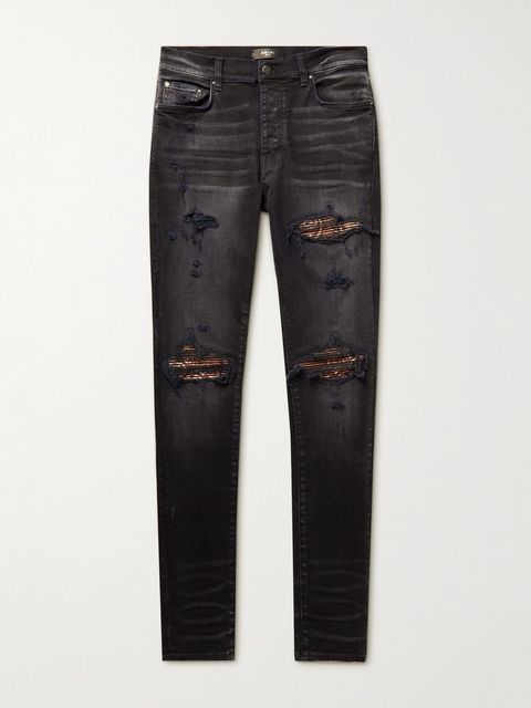 Amiri MX1 Skinny-Fit Panelled Distressed Jeans