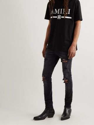 Amiri MX1 Skinny-Fit Panelled Distressed Jeans — view 2