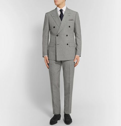 Kingsman Harry's Grey Puppytooth Wool and Linen-Blend Suit Jacket