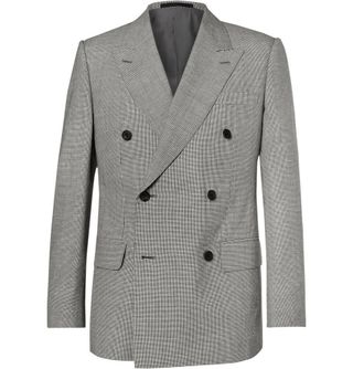 Kingsman Harry's Grey Puppytooth Wool and Linen-Blend Suit Jacket — view 2