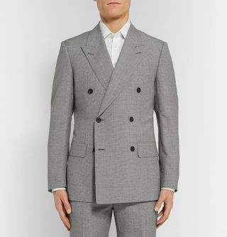 Kingsman Harry's Grey Puppytooth Wool and Linen-Blend Suit Jacket — view 3