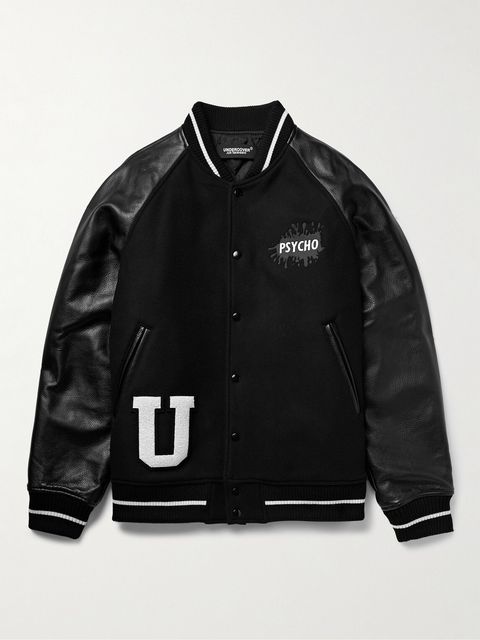 Undercover Appliquéd Wool-Blend Felt and Leather Varsity Jacket
