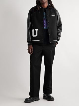 Undercover Appliquéd Wool-Blend Felt and Leather Varsity Jacket — view 2