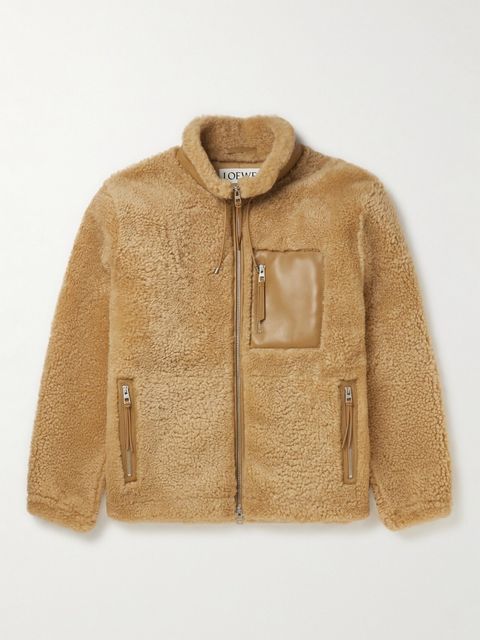 Loewe Leather-Trimmed Shearling Jacket