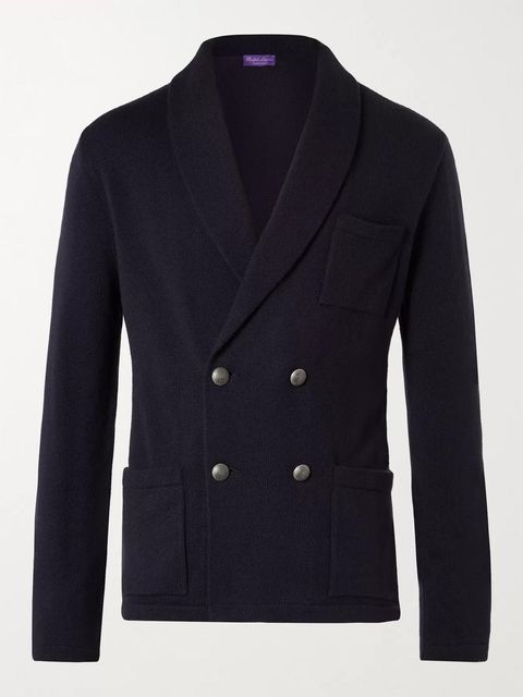 Ralph Lauren Purple Label Shawl-Collar Double-Breasted Cashmere Cardigan