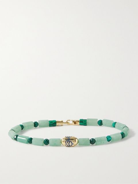 Luis Morais Gold, Chrysoprase, Malachite and Enamel Bracelet
