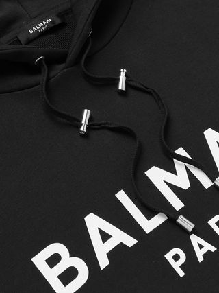 Balmain Logo-Print Cotton-Jersey Hoodie — view 5