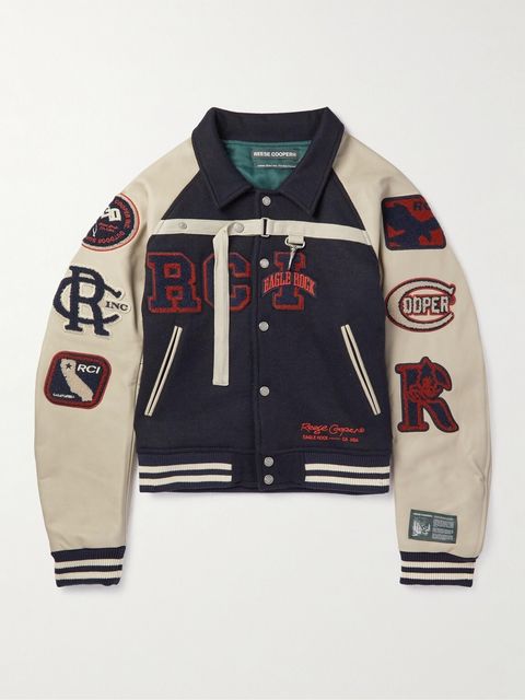 Reese Cooper Two Steps Forward Appliquéd Wool-Blend Felt and Leather Varsity Jacket